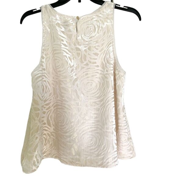 A New Day Cream White Floral Velvet Sleeveless Tank Top Blouse Size Small - Picture 6 of 10